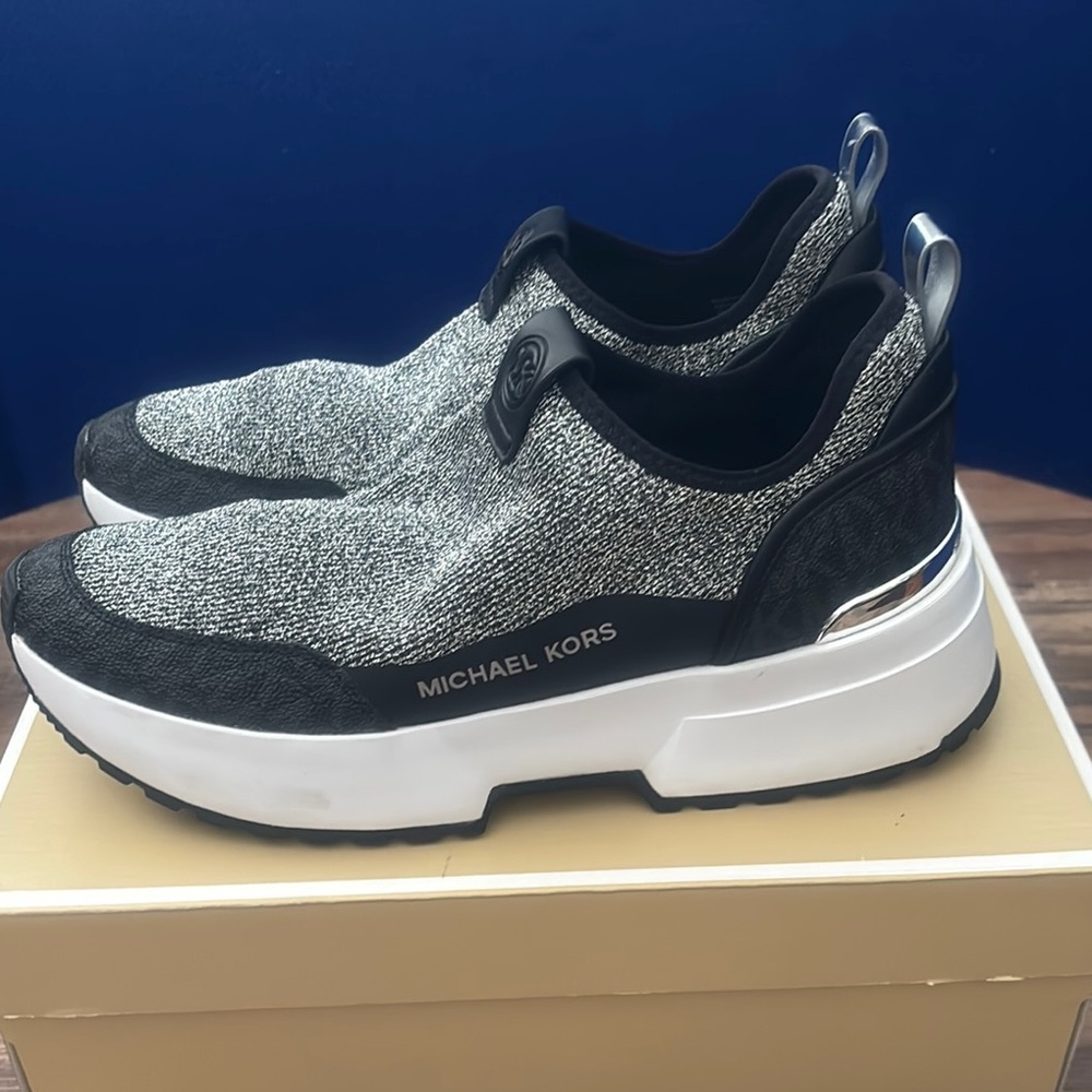Michael Kors Black and White Slip-On Sneakers - Picture 4 of 6